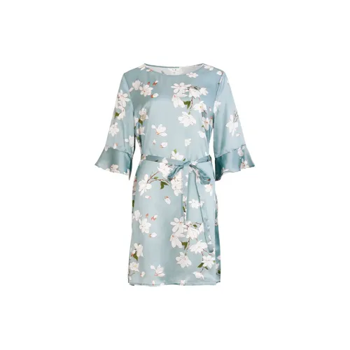 Silk Boundary Ночная сорочка Женская Цветочный Синий