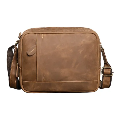 ROSEROOEN Сумка через плечо из натуральной коровьей кожи стандартная унисекс коричневый желтый