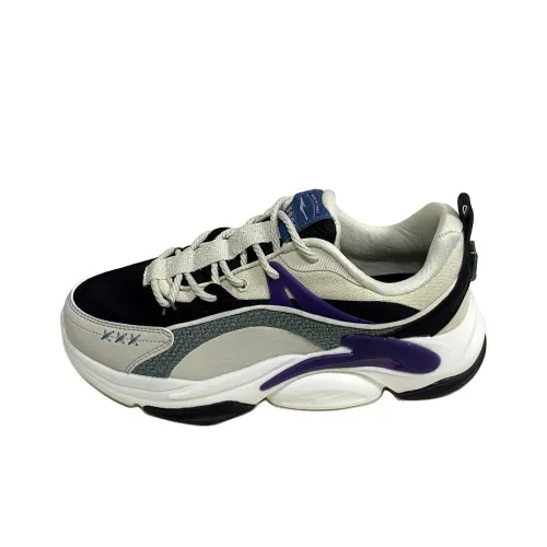 Erke Bullets Амортизация и Дышащий Низкий Топ Беговые кроссовки Мужские Черный Фиолетовый