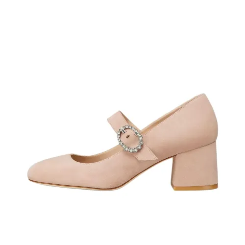 Stuart Weitzman SW Sloane 60 Грубый каблук Туфли Мэри Джейн 6 см Женские Розовый