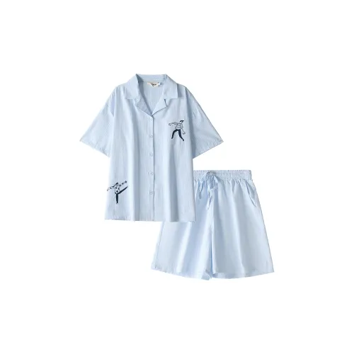 Wabi Town Пижамный комплект женский синий и белый