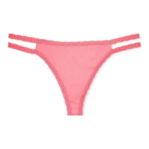 Victoria's Secret Розовый WINK Кружевная отделка Strappy Стринг PANTY Crazy For Коралловый Нижнее белье Женские 1 шт Коралловый