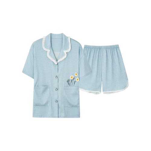 Пижамный комплект для студентов в общежитиях домашняя одежда готовый минималистский стиль моды женский светло-синий