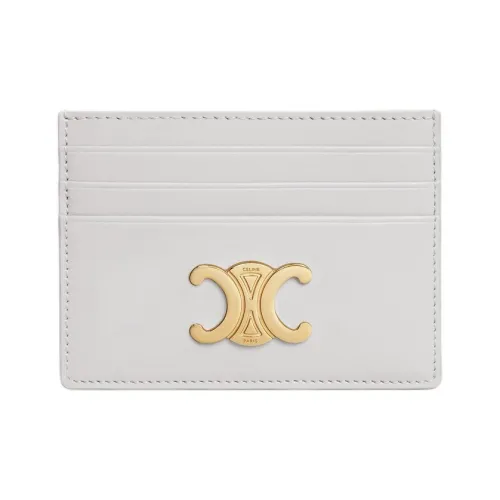 CELINE Triomphe Блестящий Телячья кожа Держатель для карт Женские Облачный серый