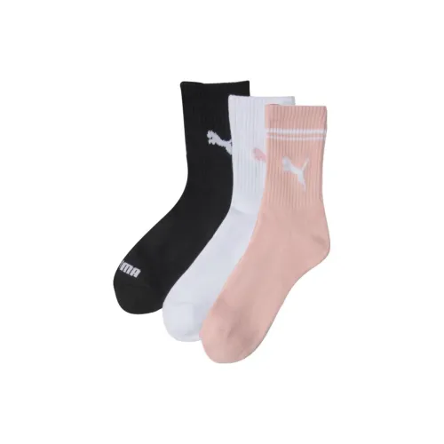 PUMA 3 шт Розовый/черный/Белый Женские MID Носки до икры