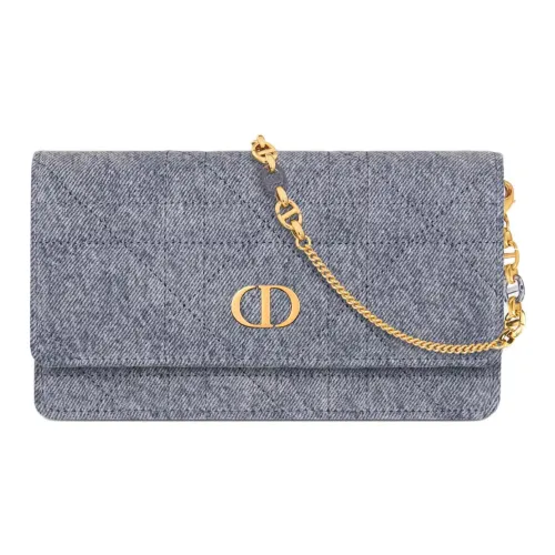 DIOR Caro Плетеный узор Деним Одно плечо Через плечо Клатч Женские Синий