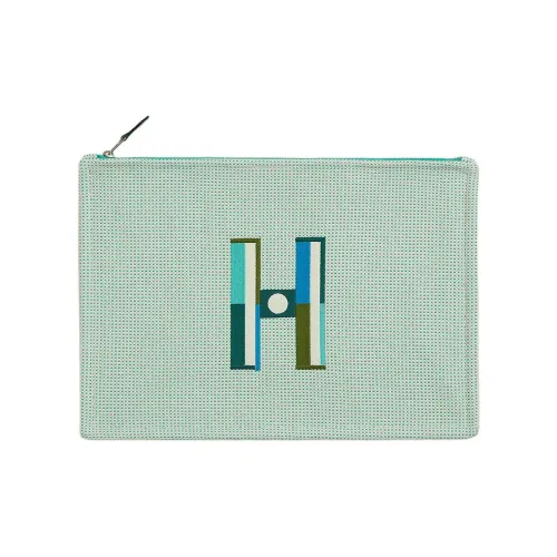 HERMES Хлопок Клатч Большой Женский Мятно-Зеленый