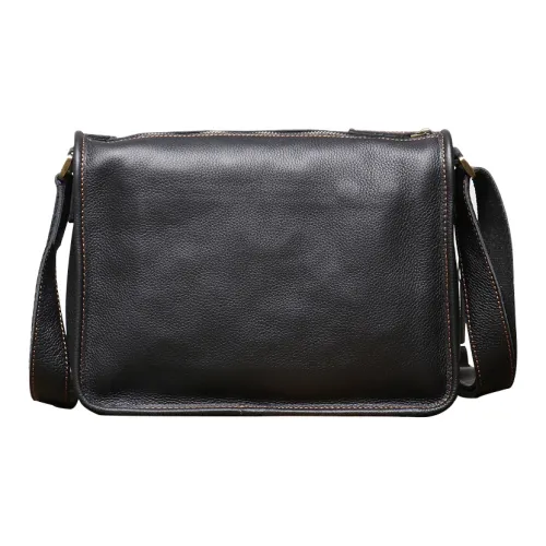 ROSEROOEN Сумка через плечо из натуральной коровьей кожи унисекс черного цвета