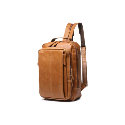 ROSEROOEN Лицевая коровья кожа Одно плечо Через плечо Рюкзак Унисекс Винтажный коричневый