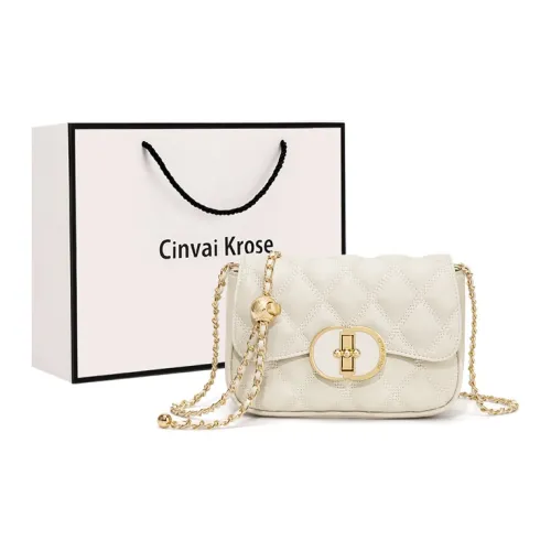 CinvaiKrose Сумка через плечо из коровьей кожи с синтетической кожей цепочка маленькая женская черный экрю