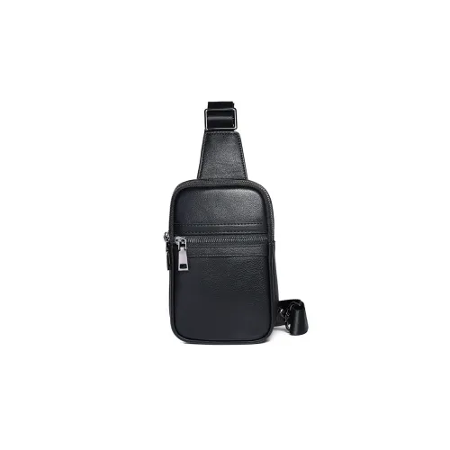DOSRFINI Сумка через плечо из коровьей кожи маленькая мужская черная