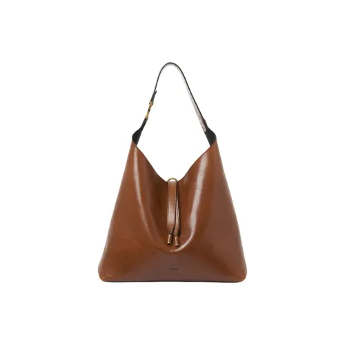 Chloe Marcie Bright Calfskin Handbag Crossbody Bag Women's Clay Brown