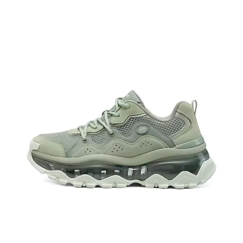 Skechers Уличный Аbrasion Resistant Дышащий Moisture Wicking Низкий Топ Толстая Подошва Кроссовки Женские Зеленый