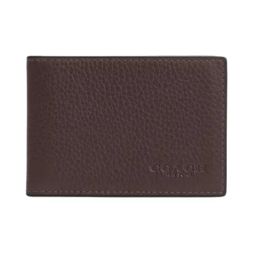 COACH Billfold Wallet Утонченный Mini Мужской Кошелек из Галечной Кожи Maple