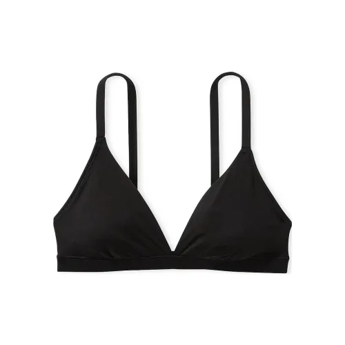 Victoria's Secret Розовый БРЕЛЕТЫ Основа Эластичный Треугольник БРЕЛЕТ Чисто черный Бюстгальтер Женские Чисто черный