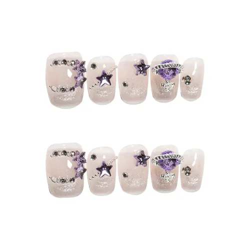 Chunwu Цвет багряника Nebula Накладные ногти Короткий 16 мм