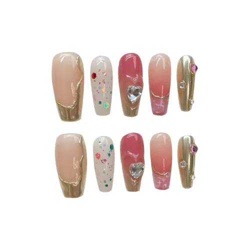 Meow Man A Черный Сливовый Роскошь Французский Socialite False Nail MID Длина (размер в длину) LADDER Стиль Розовый Jump Цвет