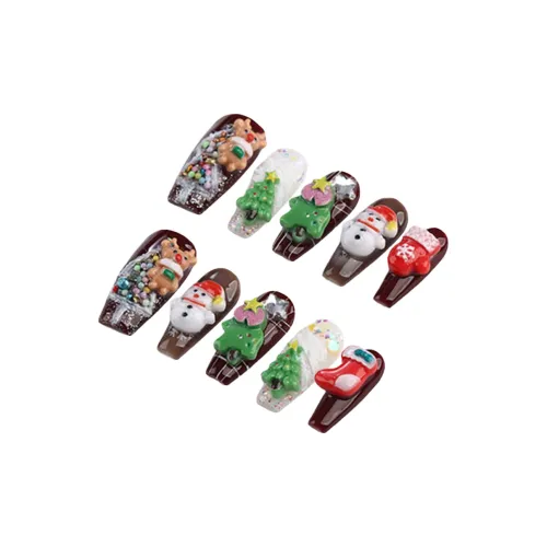 Yun Yue Joe Мультяшный Санта-Клаус Медвежонок Снеговик Лось 3D-эффект Милый Длинный Съемный Искусственные Ногти Средний LADDER 25мм