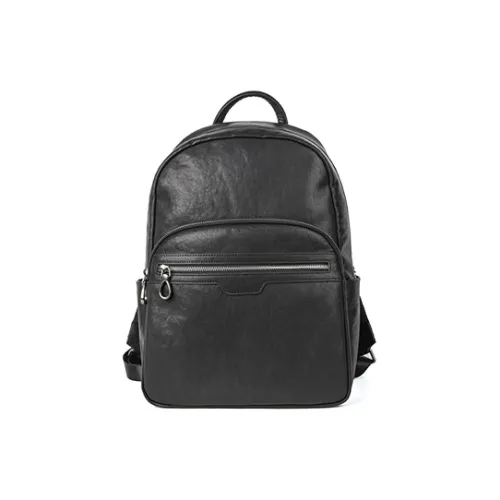 DOSRFINI Рюкзак из крупнозернистой текстуры коровьей кожи мужской черный