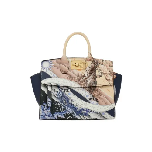 FERRAGAMO Studio Hammered Текстура Телячья кожа Сумка через плечо Сумка Маленькая Женская Многоцветная