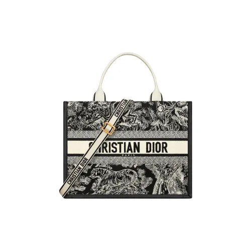 DIOR BookTote Телячья кожа Тоут Сумка Сумка для покупок Сумка среднего размера Женская Черная