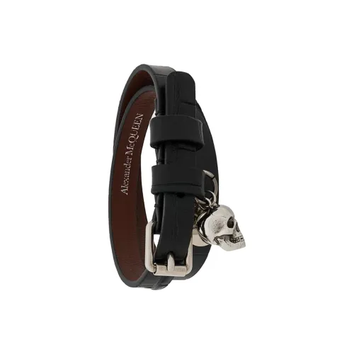 Alexander McQueen Наручные повязки из коровьей кожи, черные, мужские