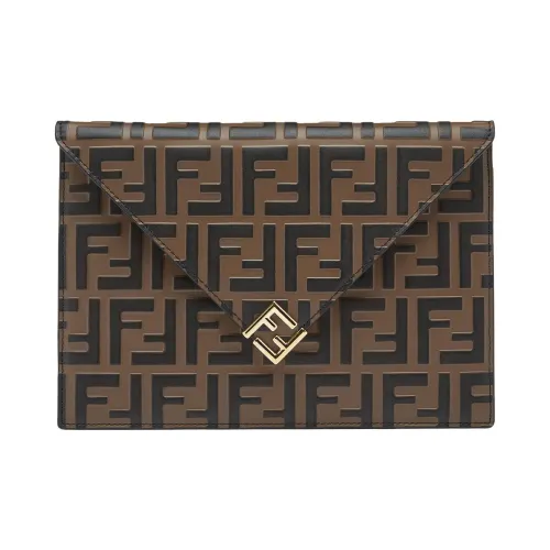 FENDI Кожа Клатч Большой Женский Коричневый