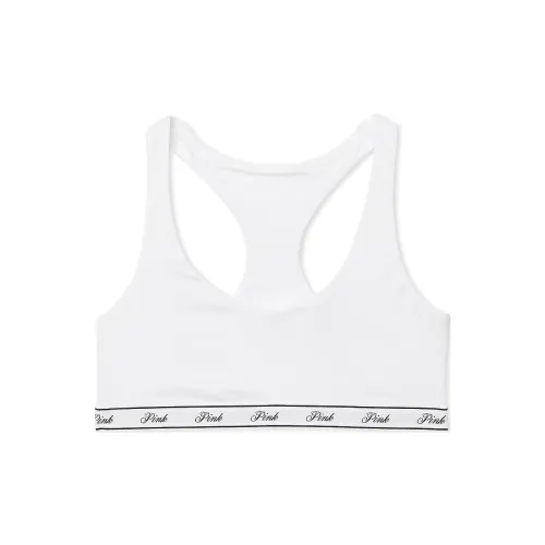 Victoria's Secret Розовый БРЕЛЕТЫ Бюстгальтер Топы Хлопок Логотип Рейсербэк WI Бюстгальтер Женские Белые