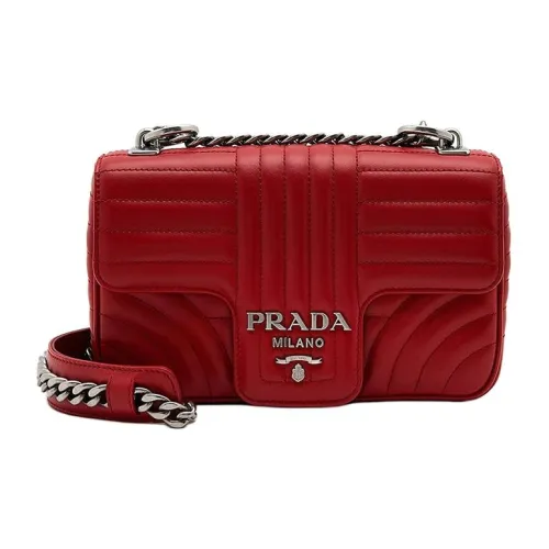 PRADA Diagramme Кожа Сумка через плечо Сумка на плечо Женская Темно-красный