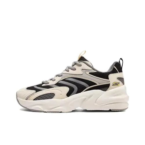 Skechers DLITES Low Топ Толстая подошва Кроссовки Мужские Белый Черный