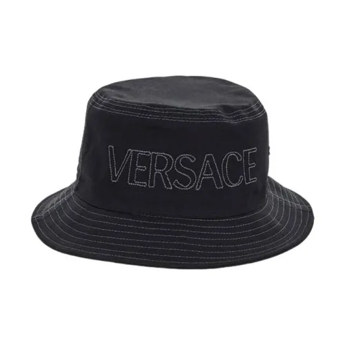 VERSACE Мужские хлопковые панамы черного цвета