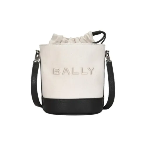 BALLY Корова Кожа с Тканевыми Ведрообразными Сумками Сумки через плечо Сумка на плечо Женская Бежевая Белая Черная