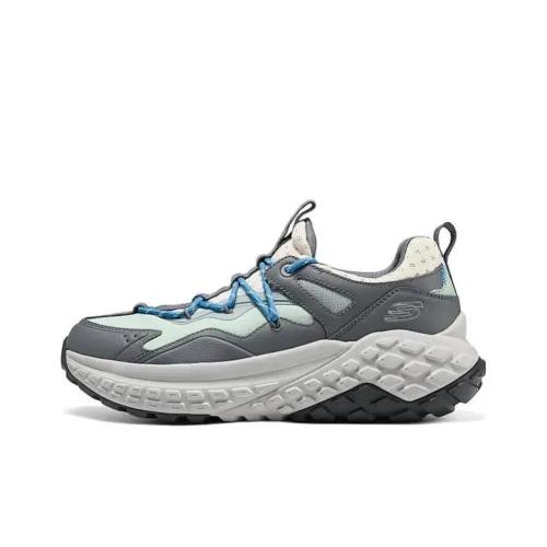 Skechers Sport Износостойкие Дышащие Поддерживающие Низкие Кроссовки для Бега Мужские Серый Зеленый