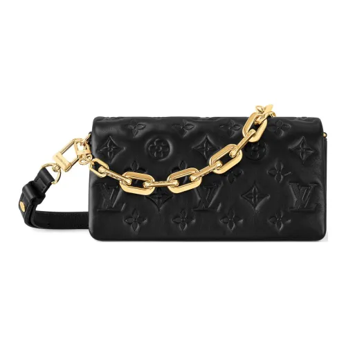 LOUIS VUITTON Тисненая овчина портативная сумка через плечо женская черная