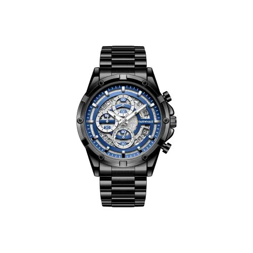 FAIRWHALE Driver Collection Кварцевый механизм Металлический ремешок Часы Мужские Циферблат Синий