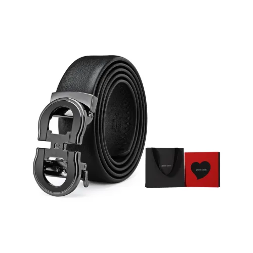 PIERRE CARDIN Топ Крупнозернистая текстура Коровья кожа Сплав Автоматическая застежка Ремень для брюк Дад Мужской Черный 3,6 см