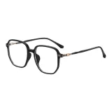 Глянцевая черная золотая оправа + анти-синий свет линзы + подарочная коробка