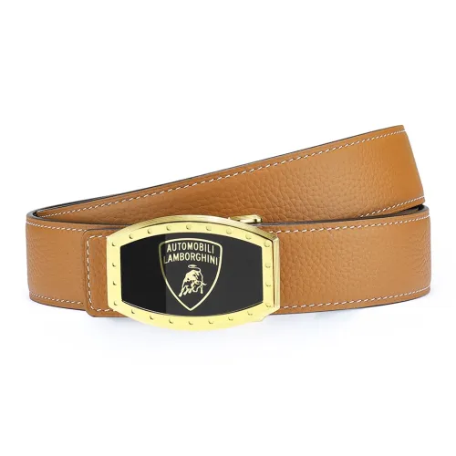 AUTOMOBILI LAMBORGHINI Крючок Ремень Двойной С обеих сторон Натуральная кожа Легкий Роскошный Ремни из Коровьей кожи Мужской Ширина 3,4CM