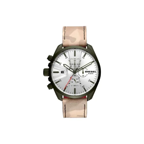 DIESEL MS9 CHRONO Collection Мужские часы Кварцевый механизм Кожаный ремешок 47*54 мм Серебристый циферблат