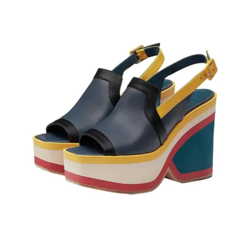 HERMES One Ремень Сандалии Женские Синий Желтый Черный