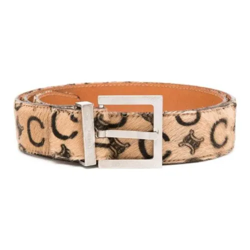 CELINE Triomphe Логотип Дизайн Шпилька Кожаные ремни Женские Бежевый 3 см