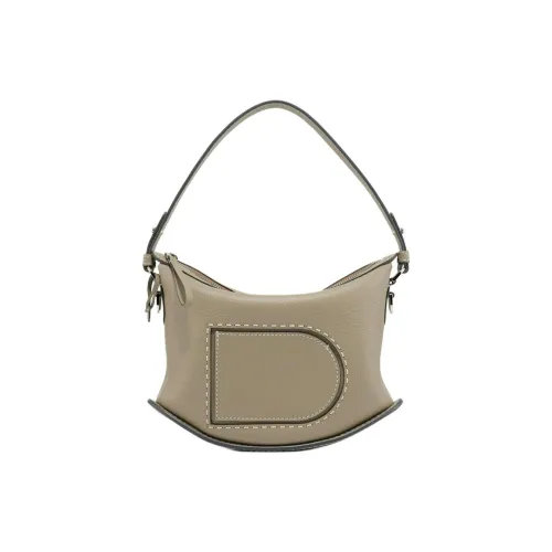 Delvau Pin Swing Taurillon Мягкий с рельефом Телячья кожа Одно плечо Сумка Женская Слоновой кости Серый