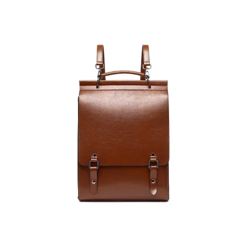 TTaG．baG Масляный воск Коровья кожа Рюкзак Женские Коричневый черный Кофе