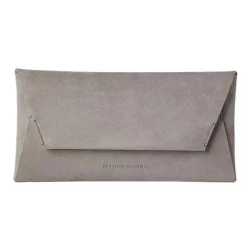 BRUNELLO CUCINELLI Замша Конверт Сумка Клатч Женская Серого цвета