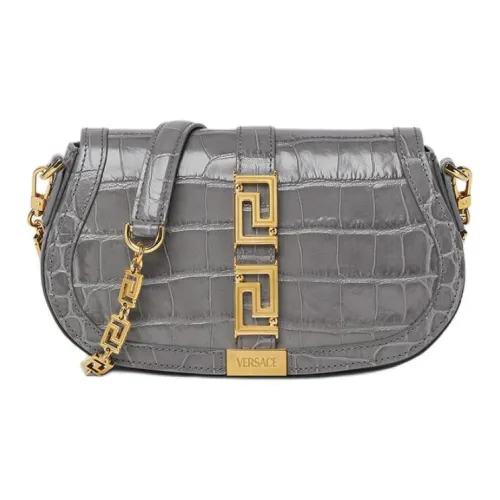 VERSACE Сумка через плечо из коровьей кожи женская серая