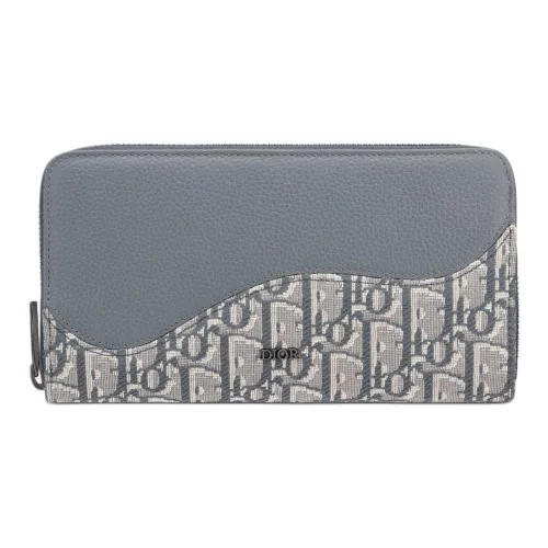 DIOR Saddle Рельеф Телячья Кожа Кошелек Мужской Темно-Серый