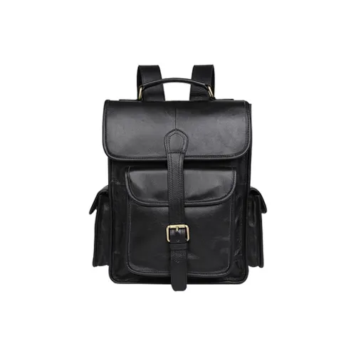 DOSRFINI Рюкзак из коровьей кожи стандартный мужской черный кофейный