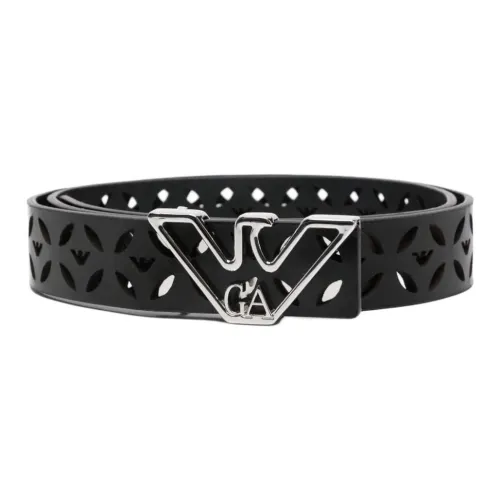 EMPORIO ARMANI Кожаные ремни Женские Черный Ширина корпуса 3 см