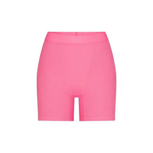SKIMS Хлопок Rib Boxers Женские 1 Пачка Sugar Pink Candy Pink