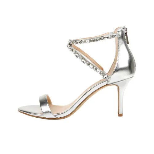 Badgley Mischka CELINE one Ремень Сандалии 7,5 см Женские Серебристые